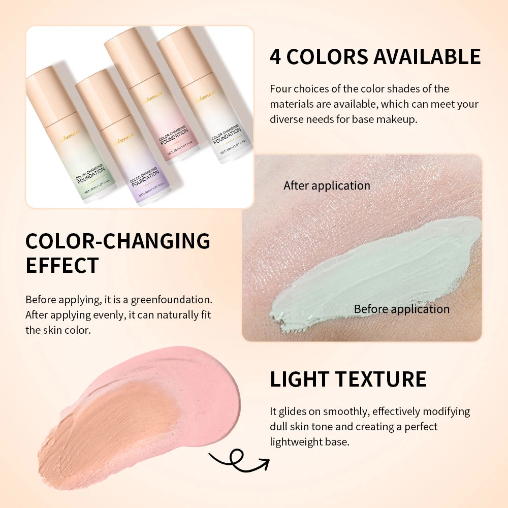 Liquid Foundation Color Changing Concealer for Smooth Flawless Skin Daily Makeup Routine