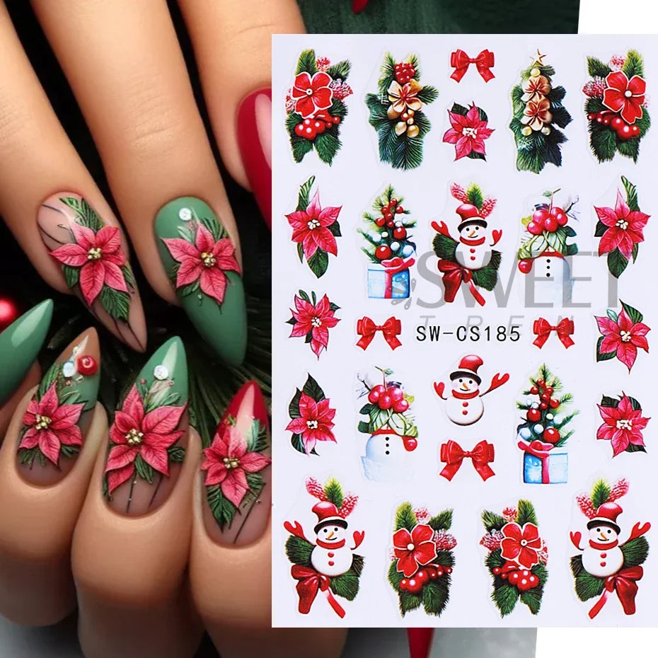 Christmas Nail Stickers Winter Decals for Salon Manicure and Home Holiday Decoration