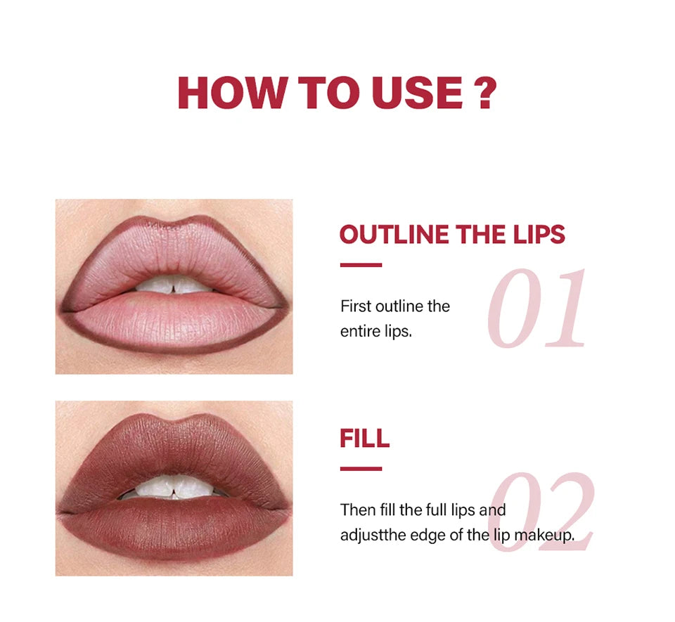 Matte Lip Liner Pencil Waterproof Contour Set for Women to Define Lips at Work or Parties