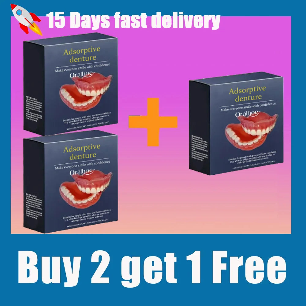 Silicone Dentures Natural Fake Teeth Soft Comfort Fit for Adults Daily Oral Beauty Use