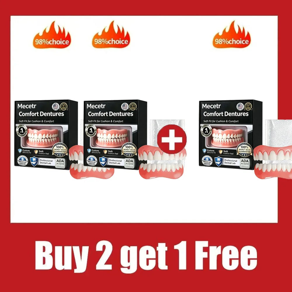 Adjustable Full Mouth Dentures Natural Silicone Fake Teeth for Adults and Elderly