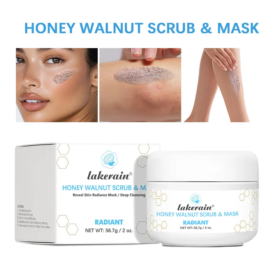 Honey Walnut Facial Scrub and Mask Deep Cleansing Exfoliating Treatment for Radiant Skin Care