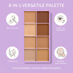 8 Shade Cream Concealer Palette Soft Matte Contour for All Skin Types Daily