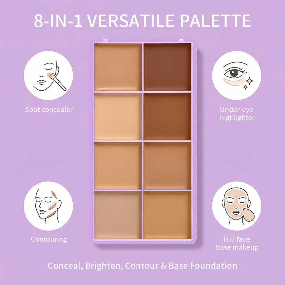 Cream Concealer Palette Waterproof Full Coverage for Professional Makeup and Daily Face Sculpting