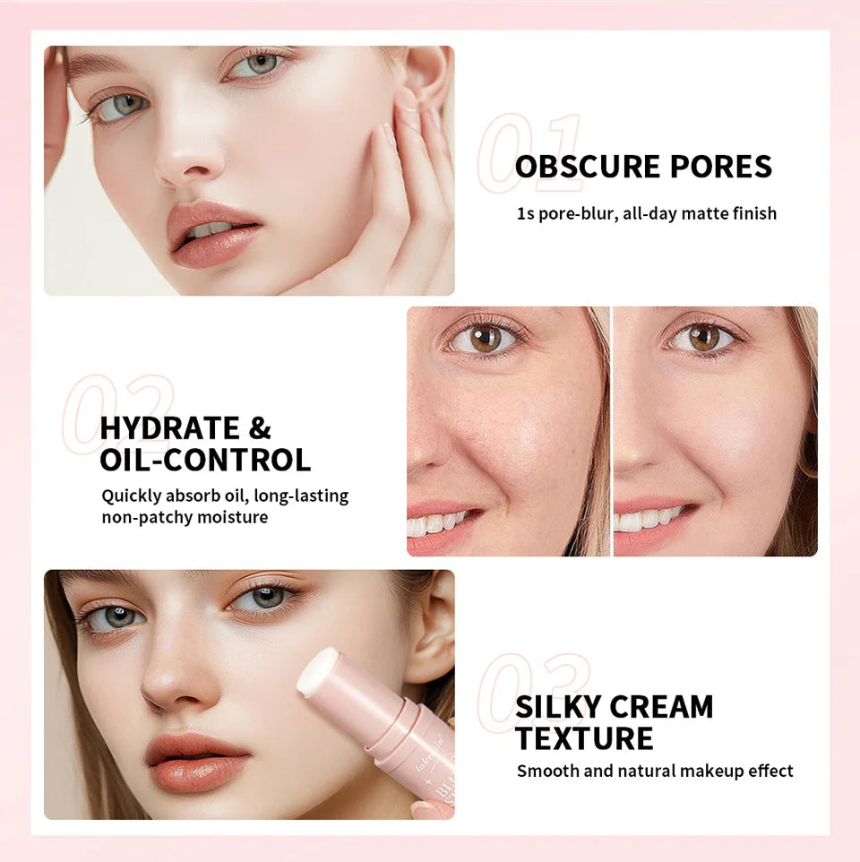 Blur Stick Face Primer Pore Minimizing Oil Control Makeup Base for Daily Use and Smooth Skin