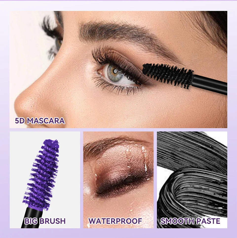 5D Mascara Waterproof Lengthening Lashes for Natural Daily Makeup and Long Lasting Eye Beauty