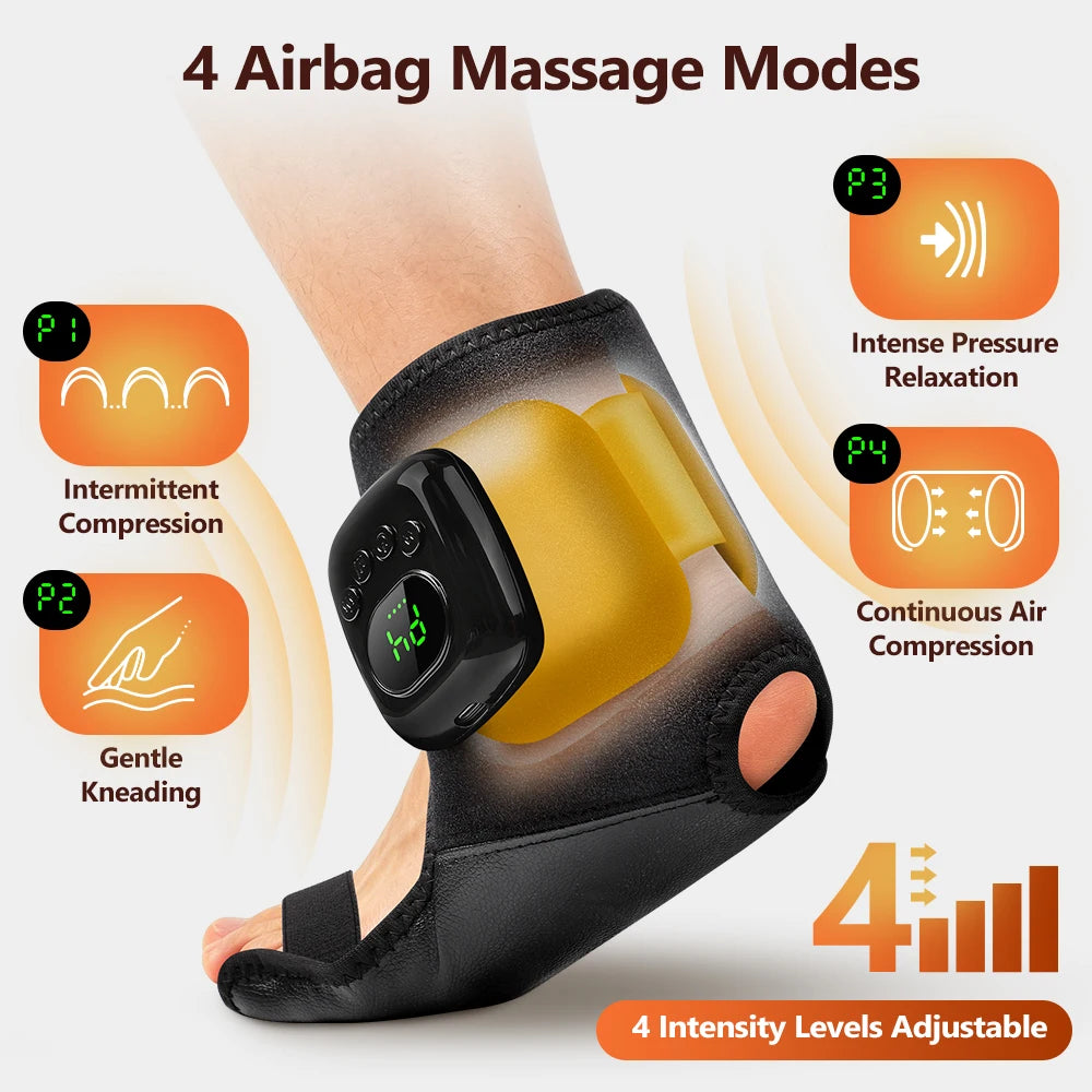 Airbag Compression Ankle Massager with Heat for Muscle Relaxation at Home or Traveling