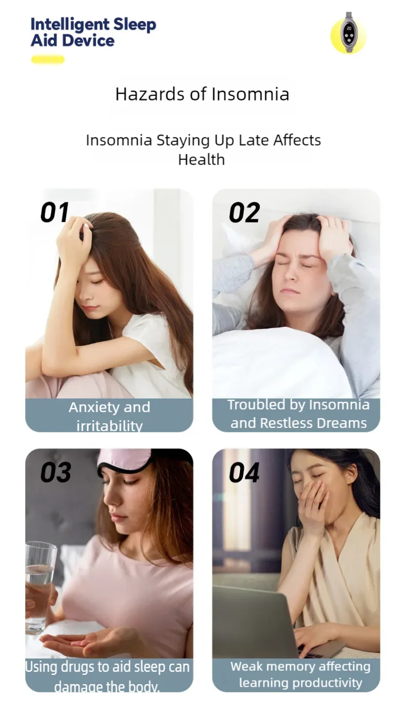 Microcurrent Sleep Aid Device EMS Pulse Massager for Restful Sleep and Anxiety Relief at Home