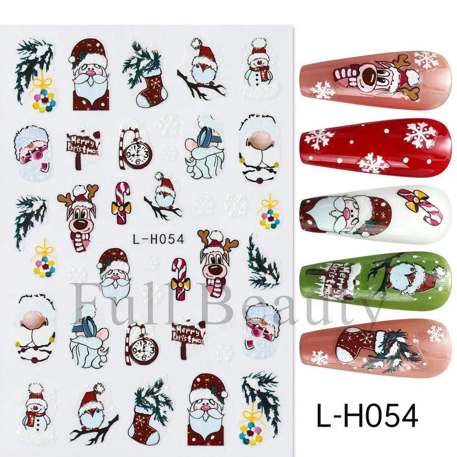 Christmas Nail Stickers Winter Decals for Salon Manicure and Home Holiday Decoration