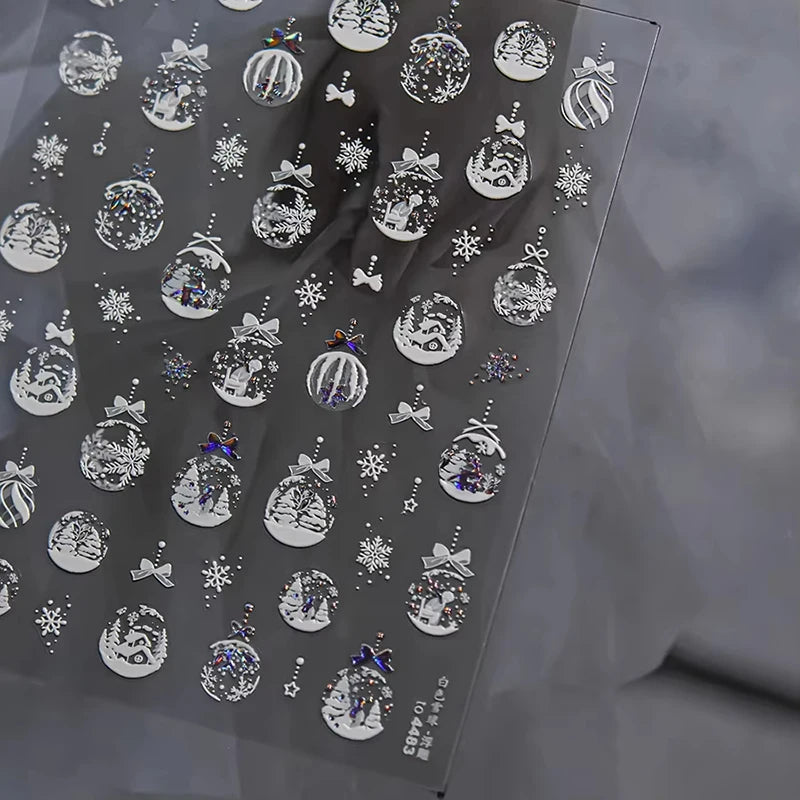 Christmas Nail Stickers Winter Decals for Salon Manicure and Home Holiday Decoration