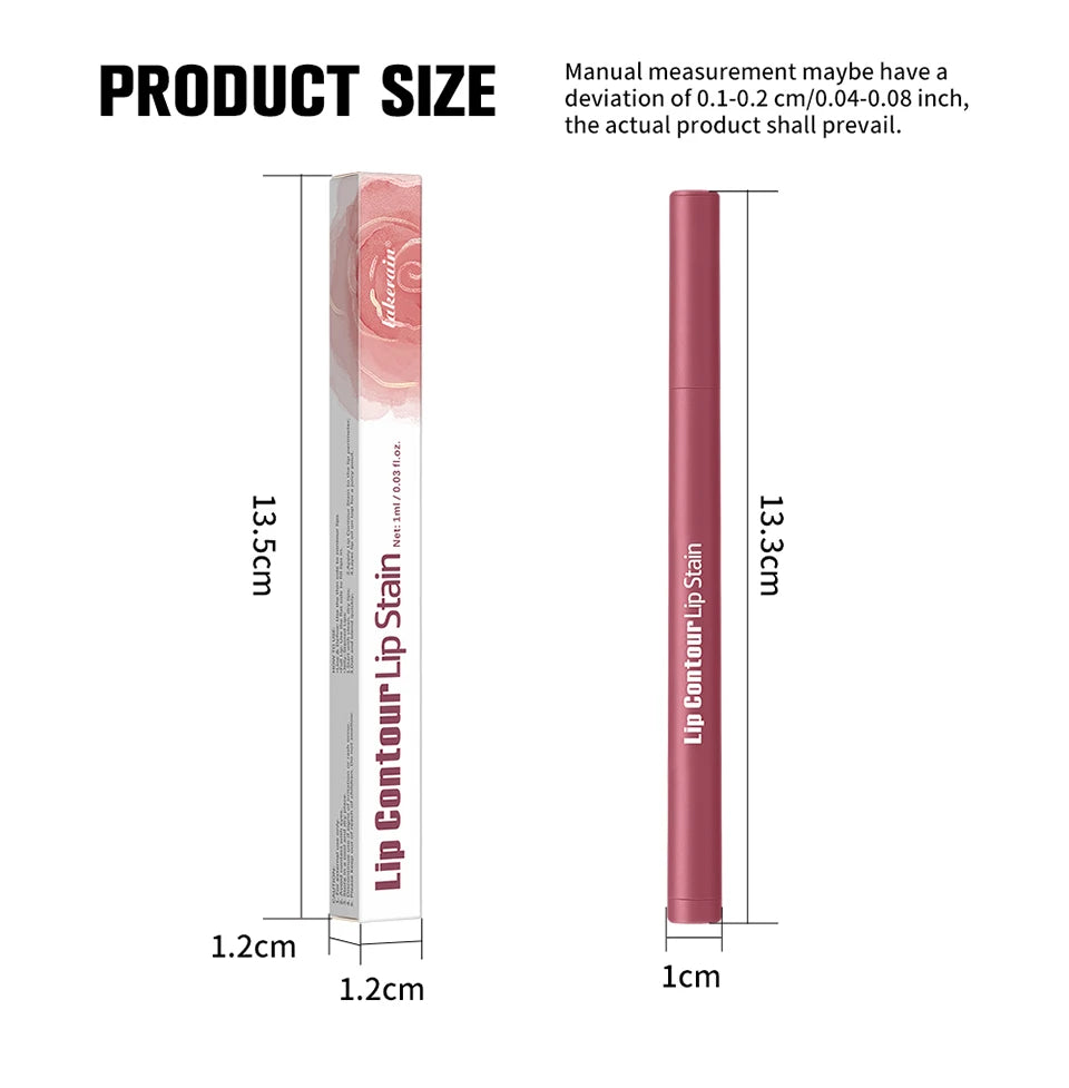 Lip Contour Stain Pen Long Lasting Waterproof Makeup for Daily Beauty and Travel