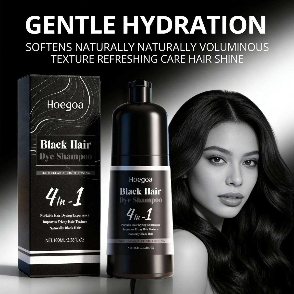 Black Hair Dye Shampoo Natural Gray Coverage for Men and Women at Home Daily Care Routine