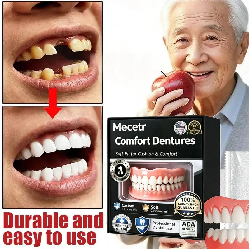 Adjustable Full Mouth Dentures Natural Silicone Fake Teeth for Adults and Elderly
