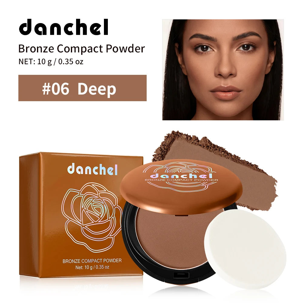 Bronze Compact Powder Oil Control Matte Finish for All Skin Types Daily Makeup Routine