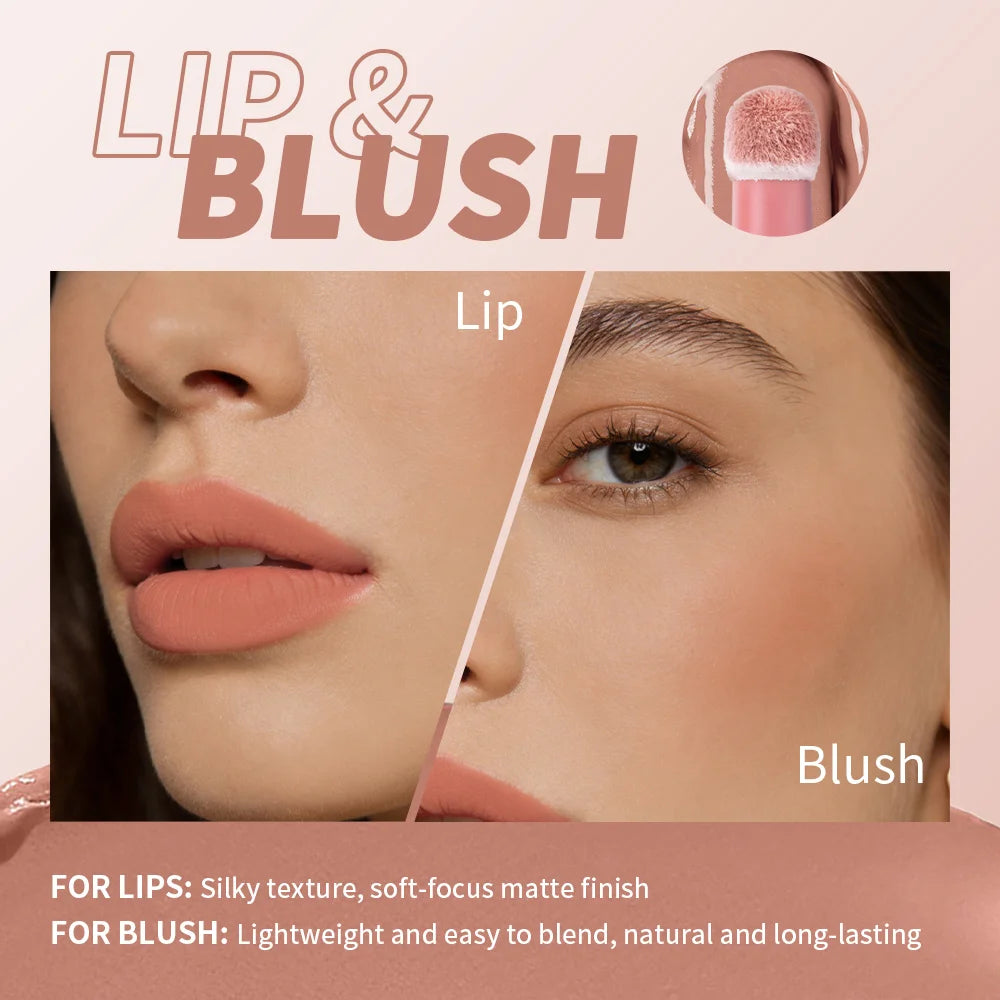 Air Cushion Lip Cream Waterproof Matte Lip and Blush for Daily Makeup and Travel