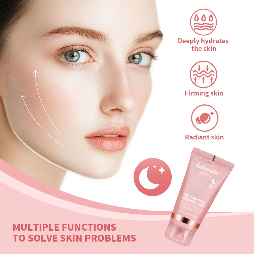 Collagen Night Wrapping Mask Anti Aging Peel Off Treatment for Face Radiance Overnight