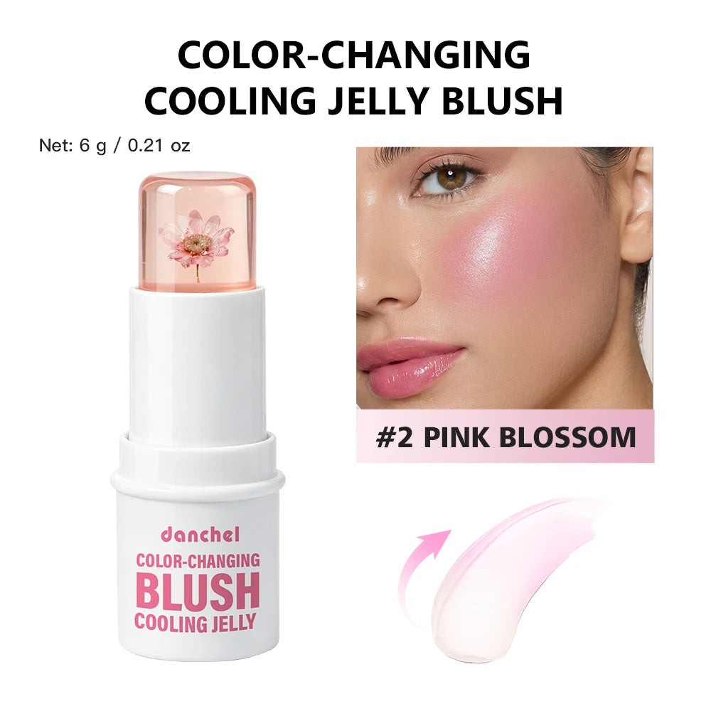 Color Changing Jelly Blush Stick pH Adaptive Hydrating Tint for Lips Cheeks and Eyes Daily