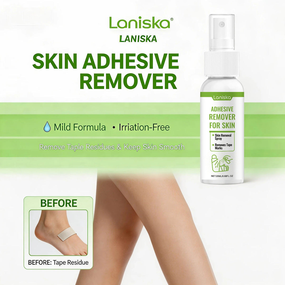 Adhesive Remover Spray for Skin Tape Marks and Bandage Residue for Adults at Home Use