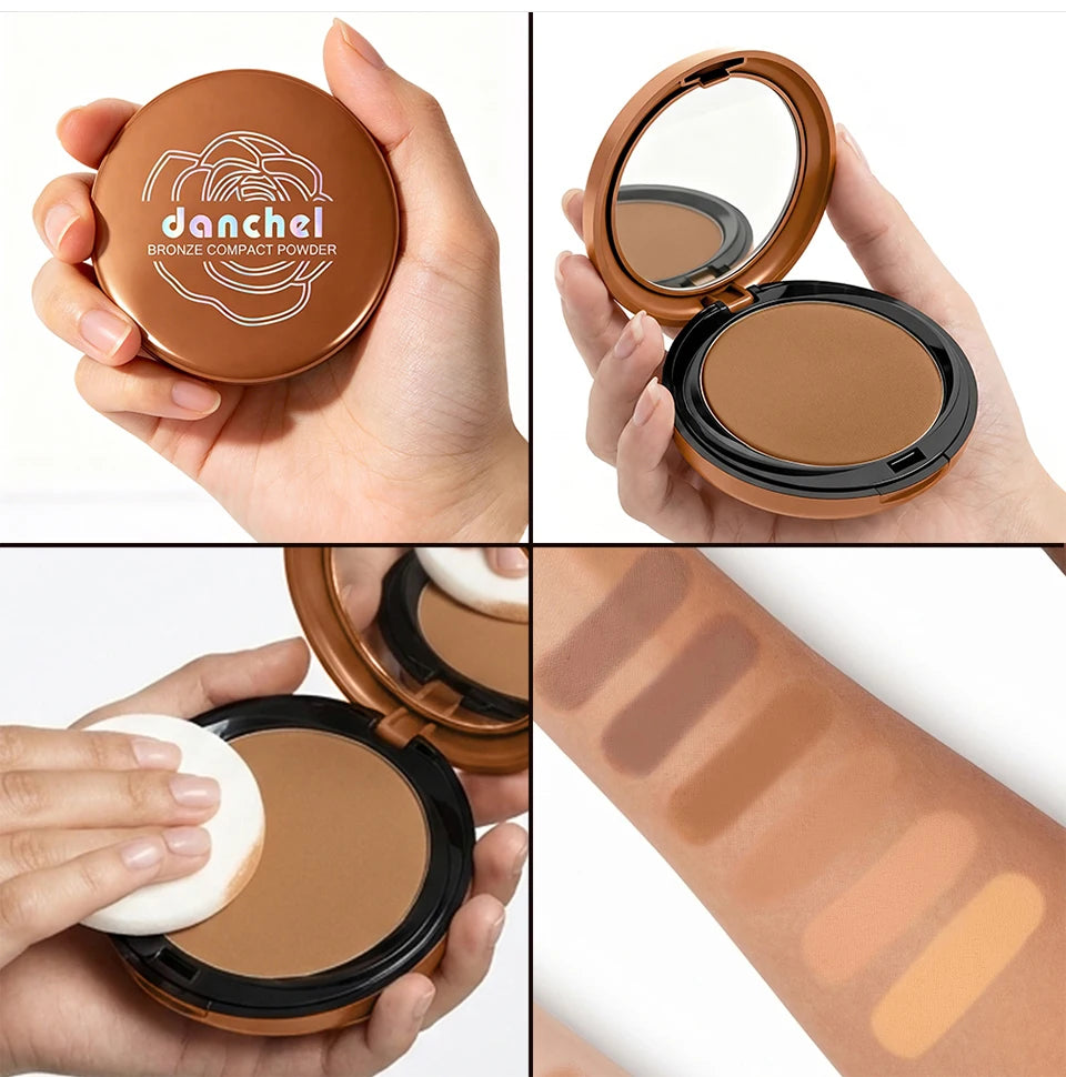 Bronze Compact Powder Oil Control Matte Finish for All Skin Types Daily Makeup Routine