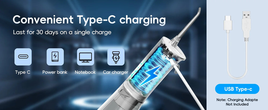 Portable Water Flosser Rechargeable Oral Irrigator for Adults at Home or Travel