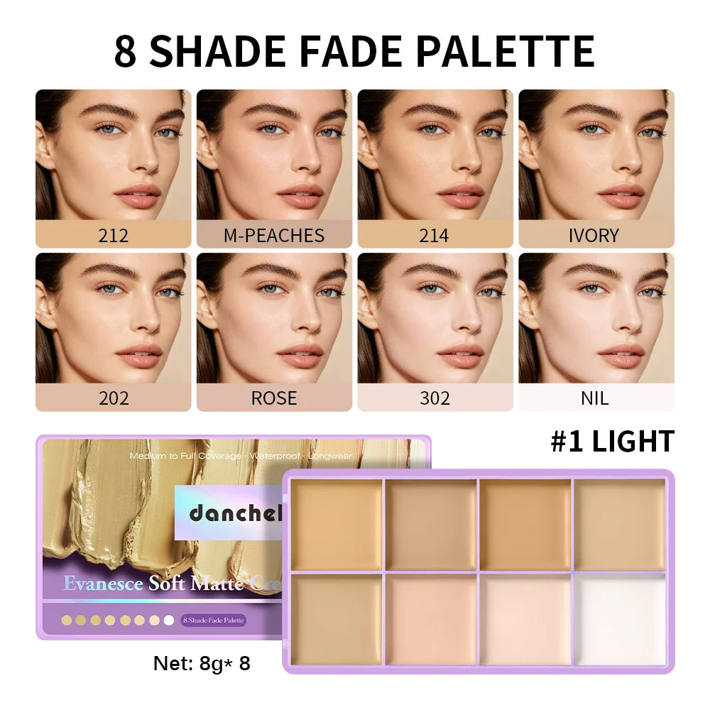 8 Shade Cream Concealer Palette Soft Matte Contour for All Skin Types Daily