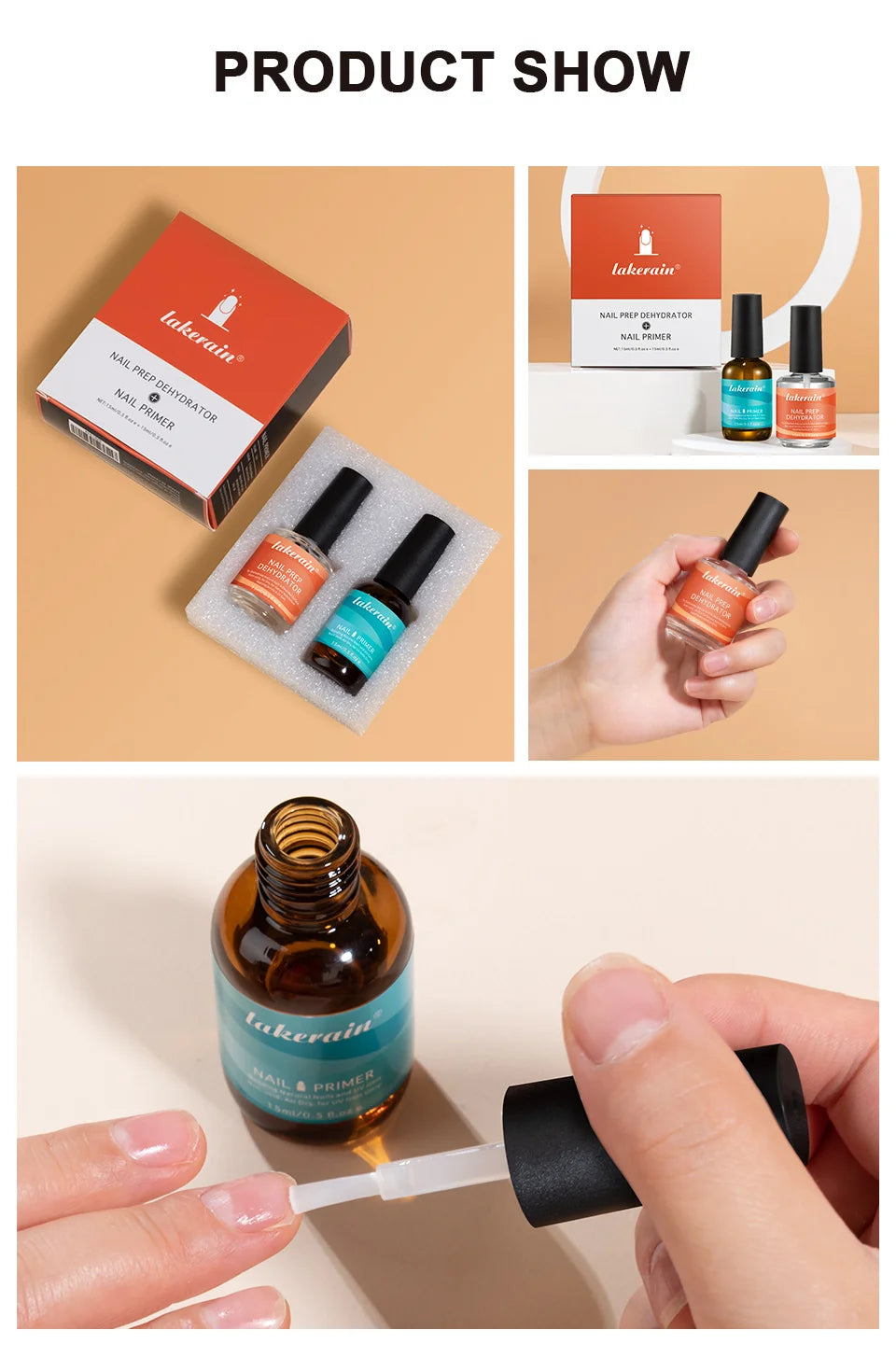 Nail Primer and Dehydrator Set Fast Air Dry Prep for Professional Manicure at Home
