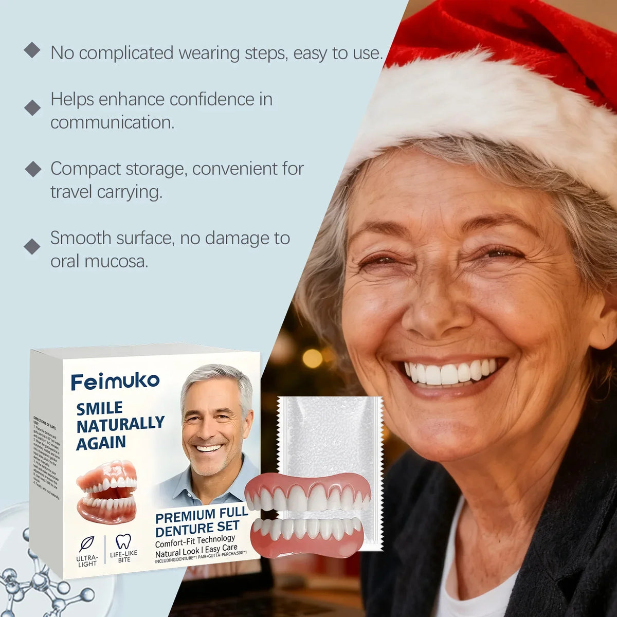Full Denture Set Natural Smile Braces for Men and Women for Daily Oral Hygiene Comfort