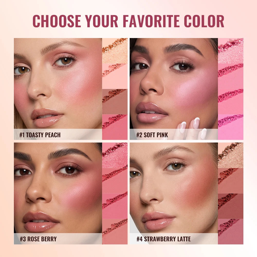 Blur Filter Blush Palette Matte Pigmented Powder for Natural Cheek Makeup Everyday Looks