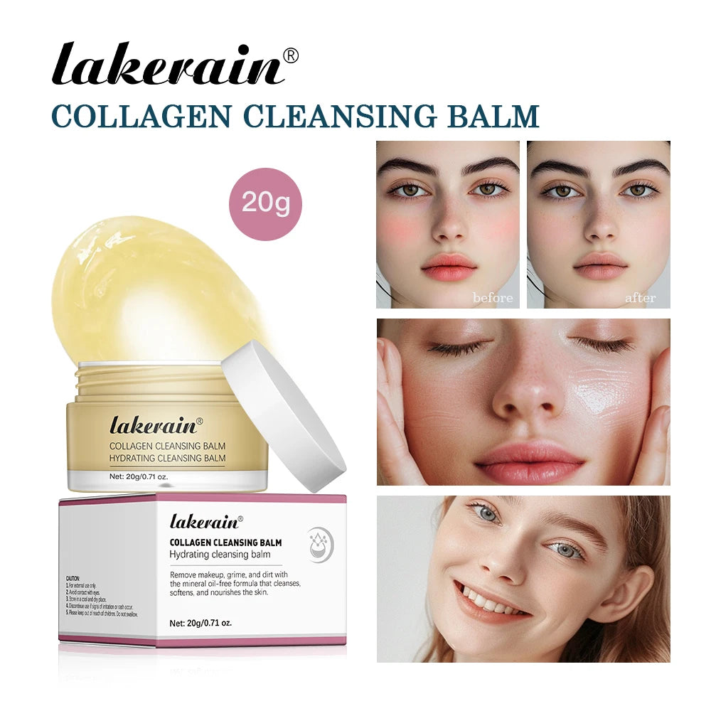 Collagen Cleansing Balm Deep Pore Makeup Remover for Daily Facial Care and Hydrated Skin Glow