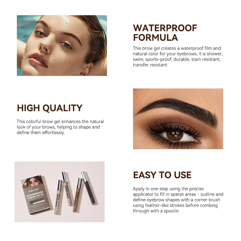 Waterproof Eyebrow Gel Set Long Lasting Tinted Makeup for Women Daily Beauty - 3