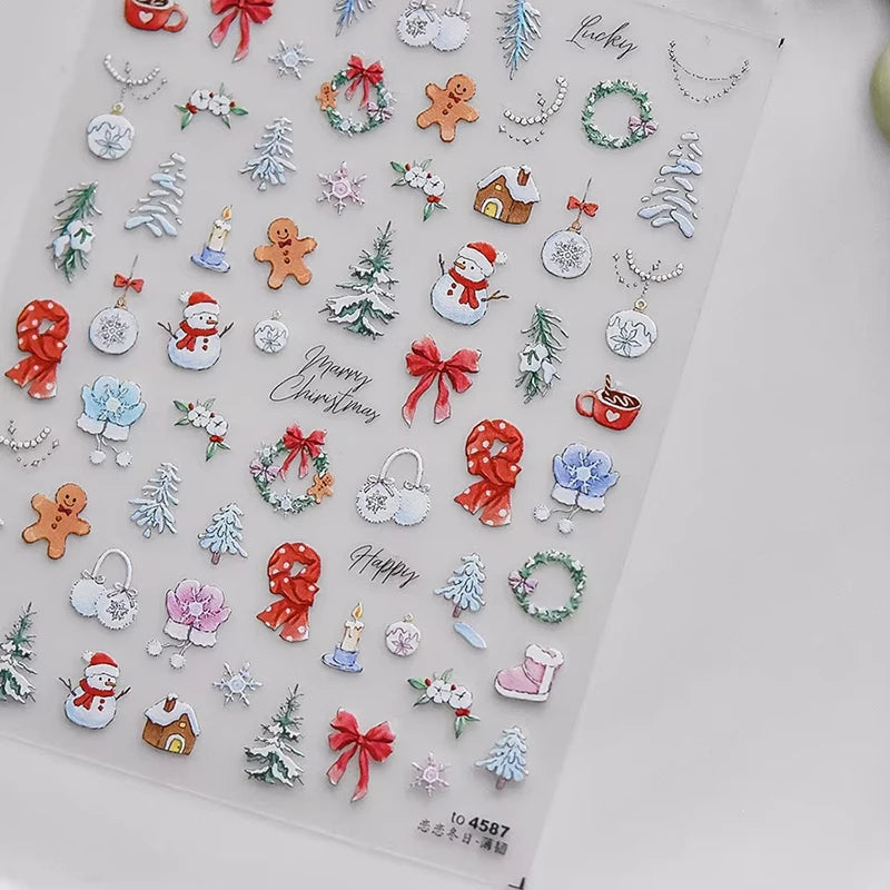 Christmas Nail Stickers Winter Decals for Salon Manicure and Home Holiday Decoration