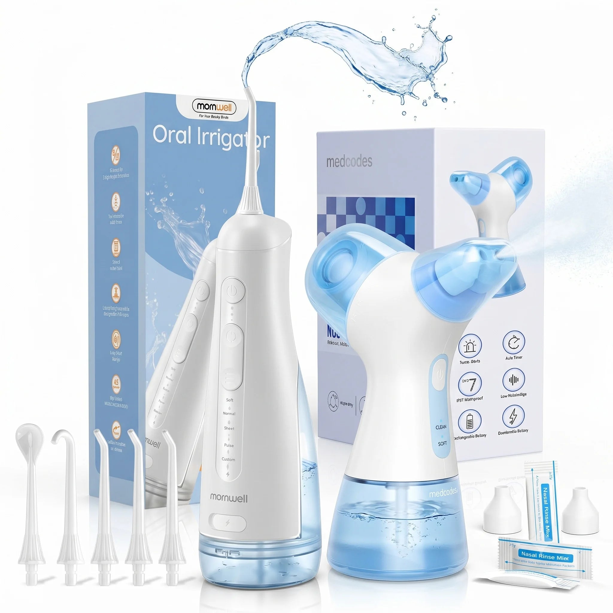 Portable Water Flosser Nasal Rinse Combo Oral Care Sinus Cleaning Kit for Home and Travel Use - 1