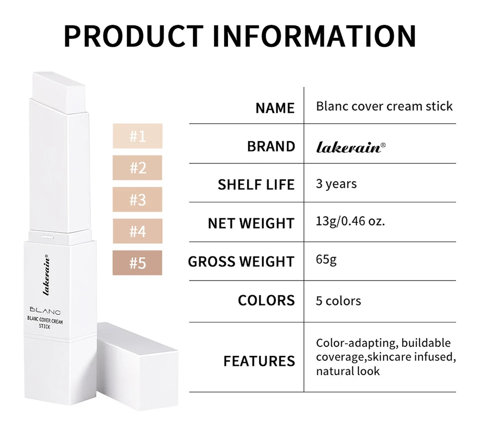 Blanc Cover Cream Stick Hydrating Foundation and Concealer for Daily Makeup Application - 18