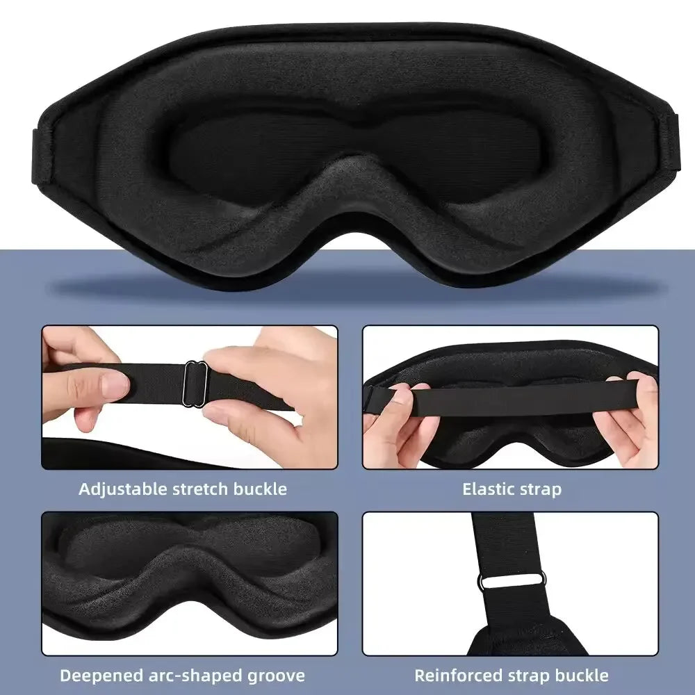 3D Sleep Mask Light Blocking Memory Foam Eye Cover for Travelers at Night