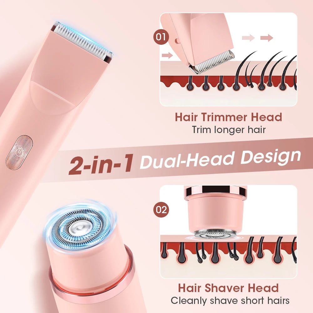 Electric Shaver for Women Waterproof Body Trimmer for Bikini Underarm Legs and Smooth Skin