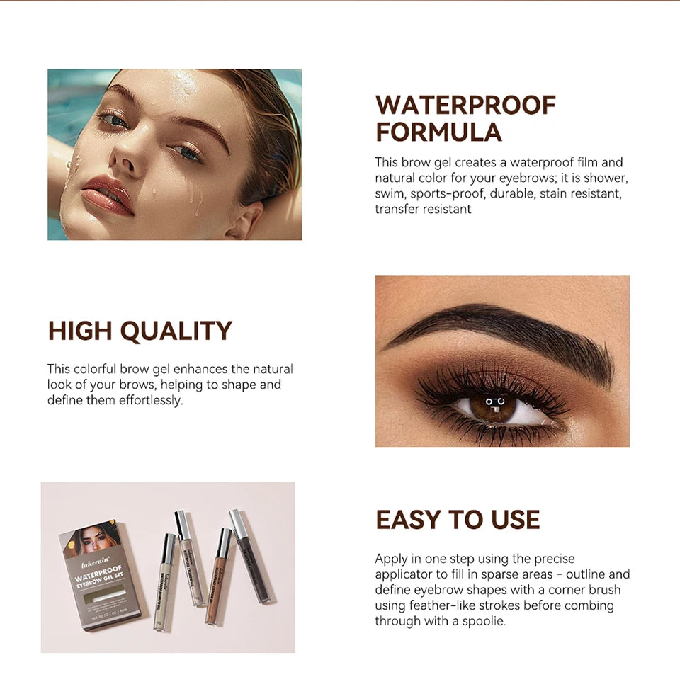 Waterproof Eyebrow Gel Set Long Lasting Tinted Makeup for Women Daily Beauty