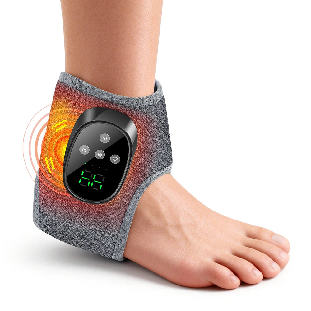 Wireless Ankle Massager Heated Vibration Wrap for Pain Relief and Foot Relaxation at Home Office