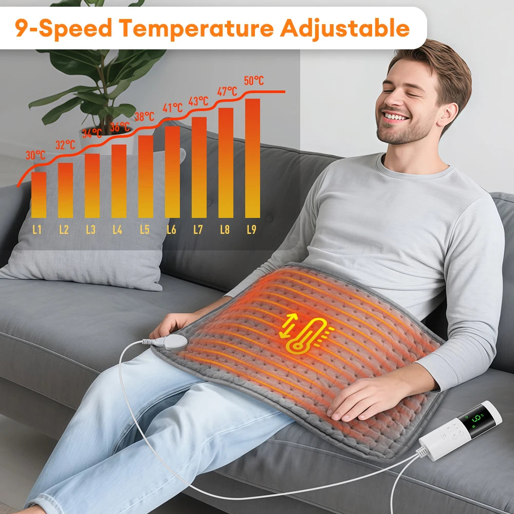 Electric Heating Pad with 9 Heat Settings and Timer for Home and Office Use During Winter