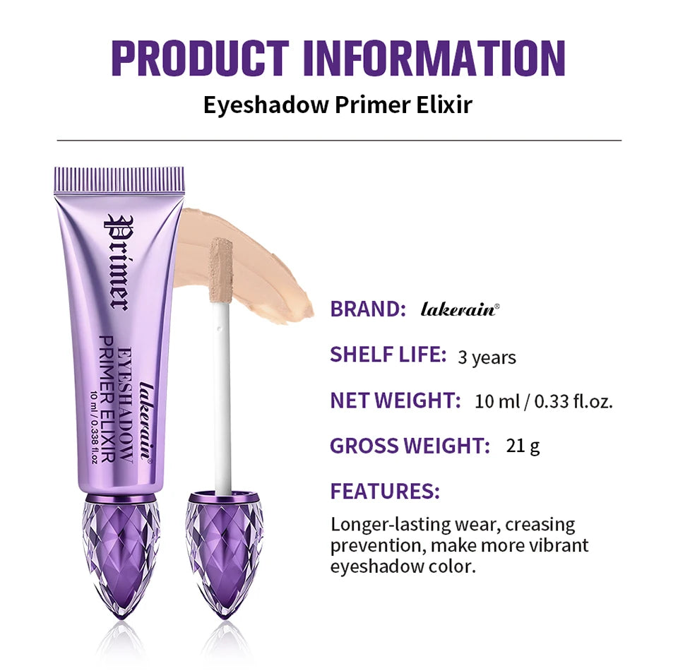 Eyeshadow Primer Elixir Long Lasting Waterproof Base for Women Daily Eye Makeup