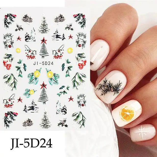Christmas Nail Stickers Winter Decals for Salon Manicure and Home Holiday Decoration