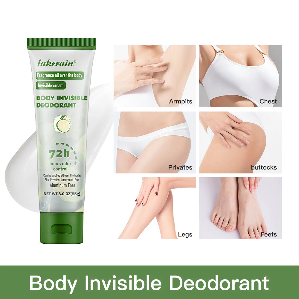 Body Invisible Deodorant Cream Long Lasting Odor Control for Unisex Daily Use
