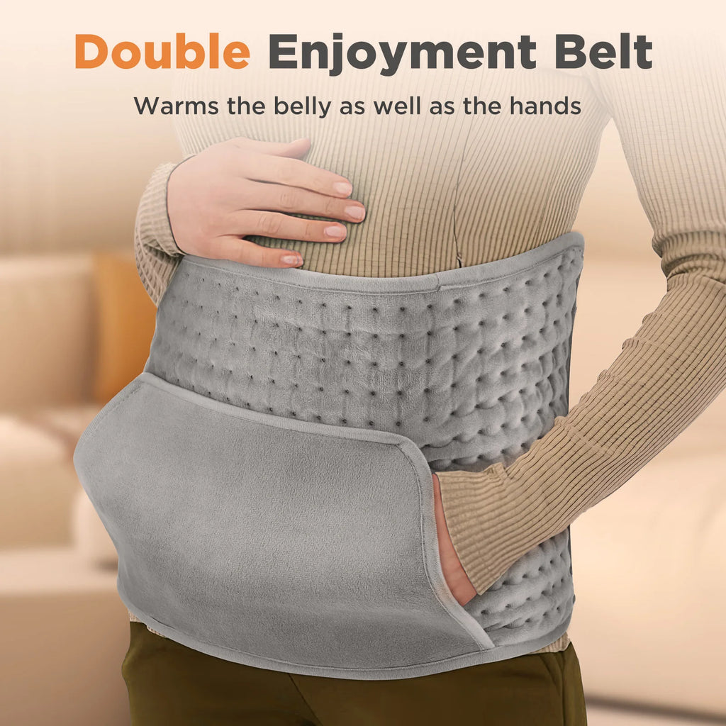 Electric Heating Pad with Hand Pockets Adjustable Warm Wrap for Waist Back at Home