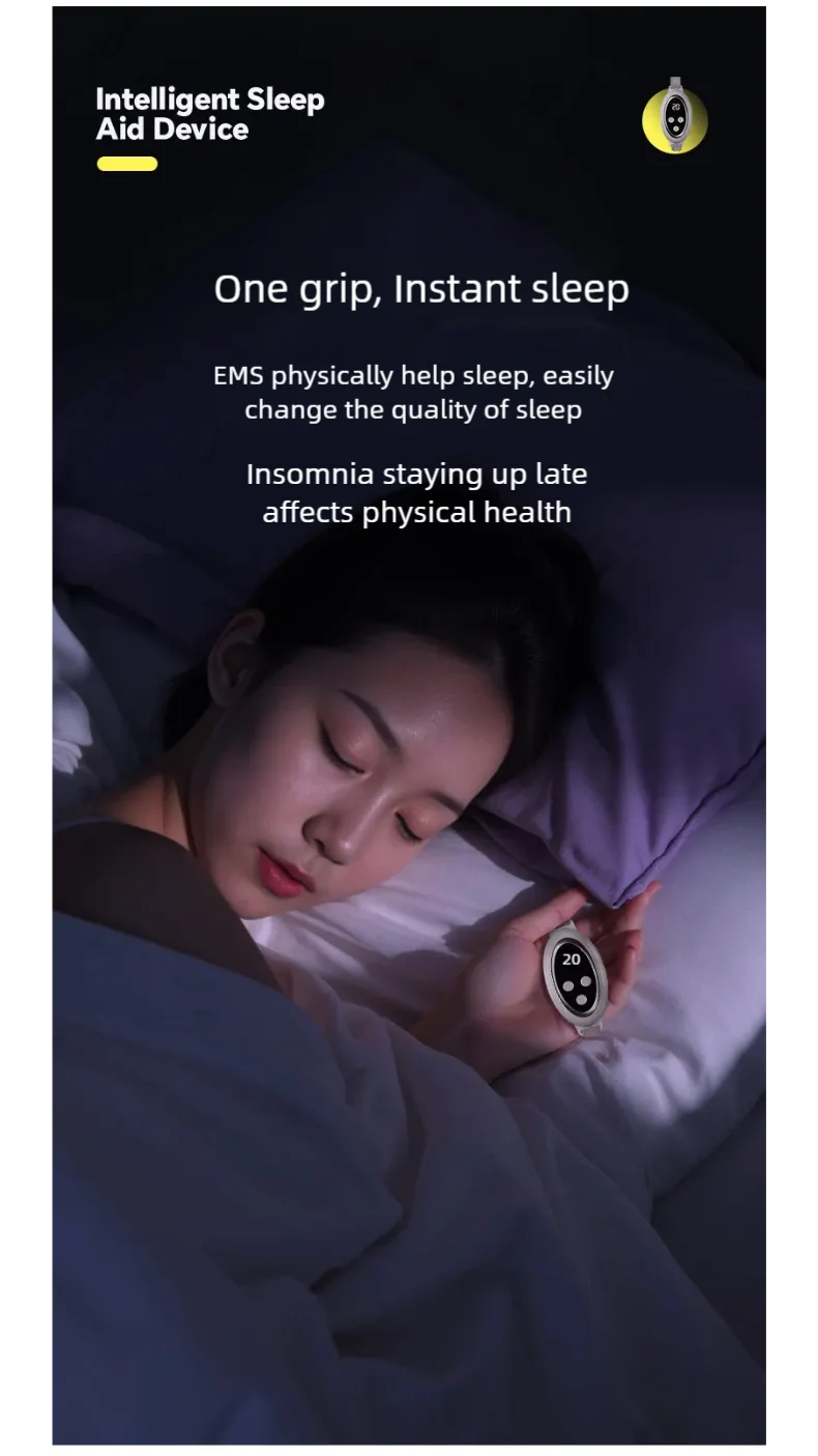 Microcurrent Sleep Aid Device EMS Pulse Massager for Restful Sleep and Anxiety Relief at Home - 11