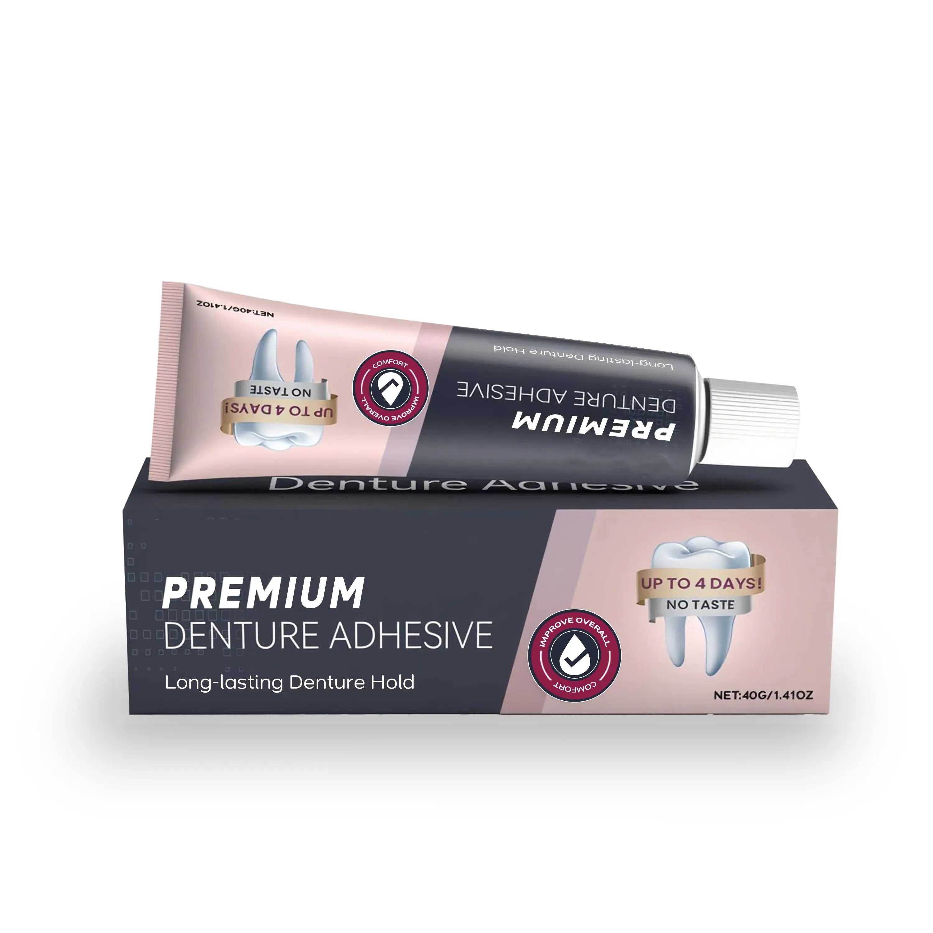 Denture Adhesive Waterproof Zinc Free Long Lasting Strong Grip for Seniors Eating at Home Daily - 6