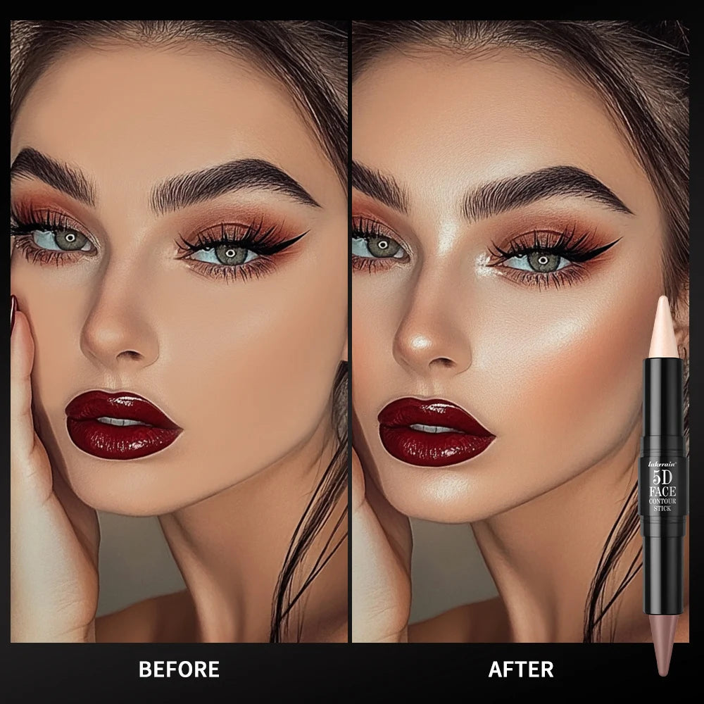 Dual Ended Face Contour Stick Highlighter Waterproof Makeup for Sculpting and Daily Beauty