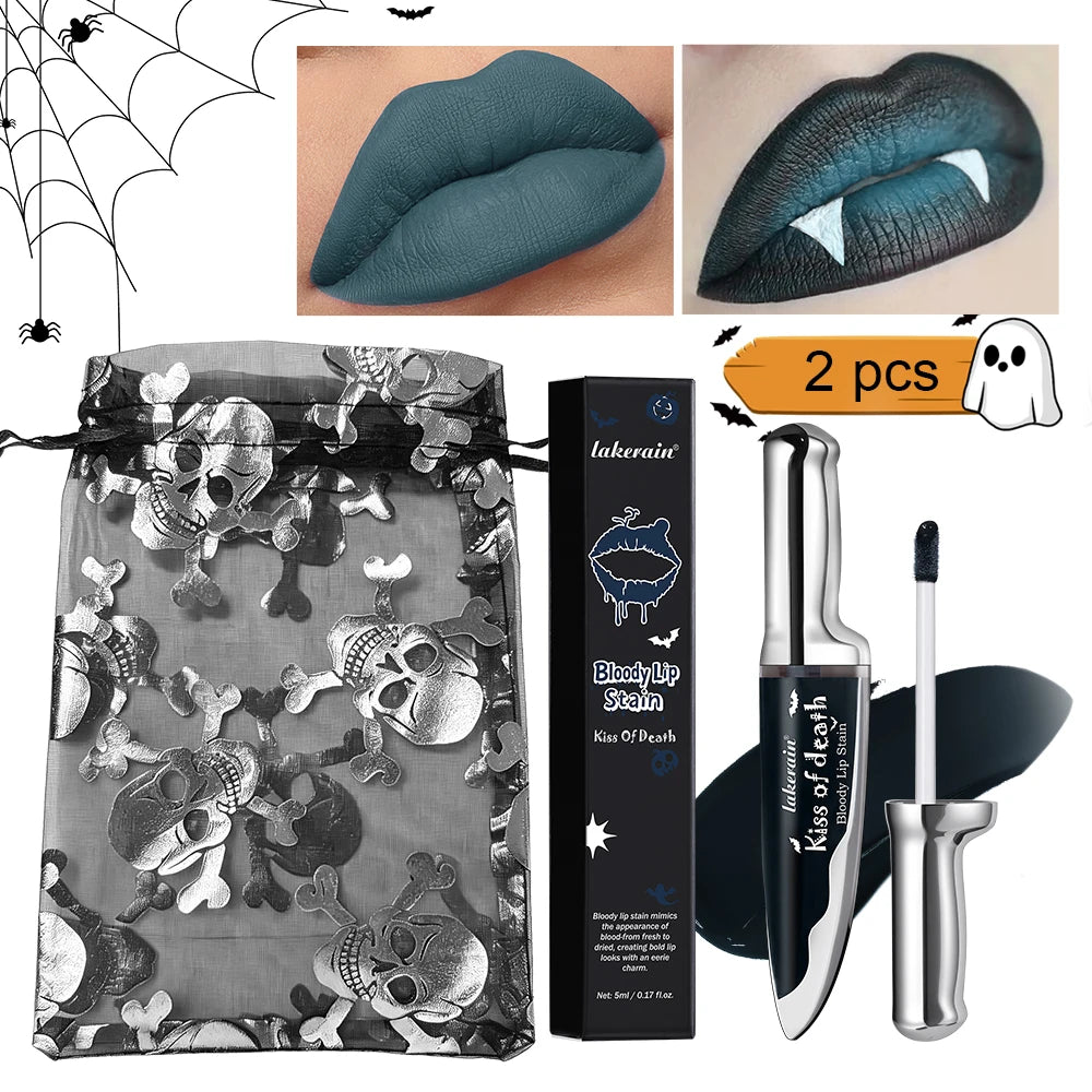 Bloody Lip Stain Liquid Lipstick Waterproof Long Lasting for Halloween Party and Gothic Makeup