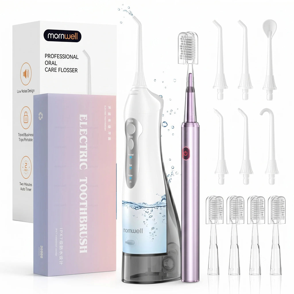 Portable Oral Irrigator and Electric Toothbrush Set Deep Cleaning for Home and Travel Use