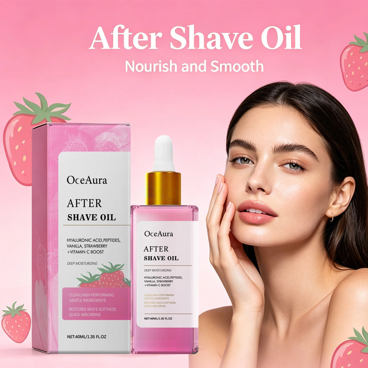 After Shave Oil Strawberry Scented Soothing Serum for Women Skin Care After Hair Removal