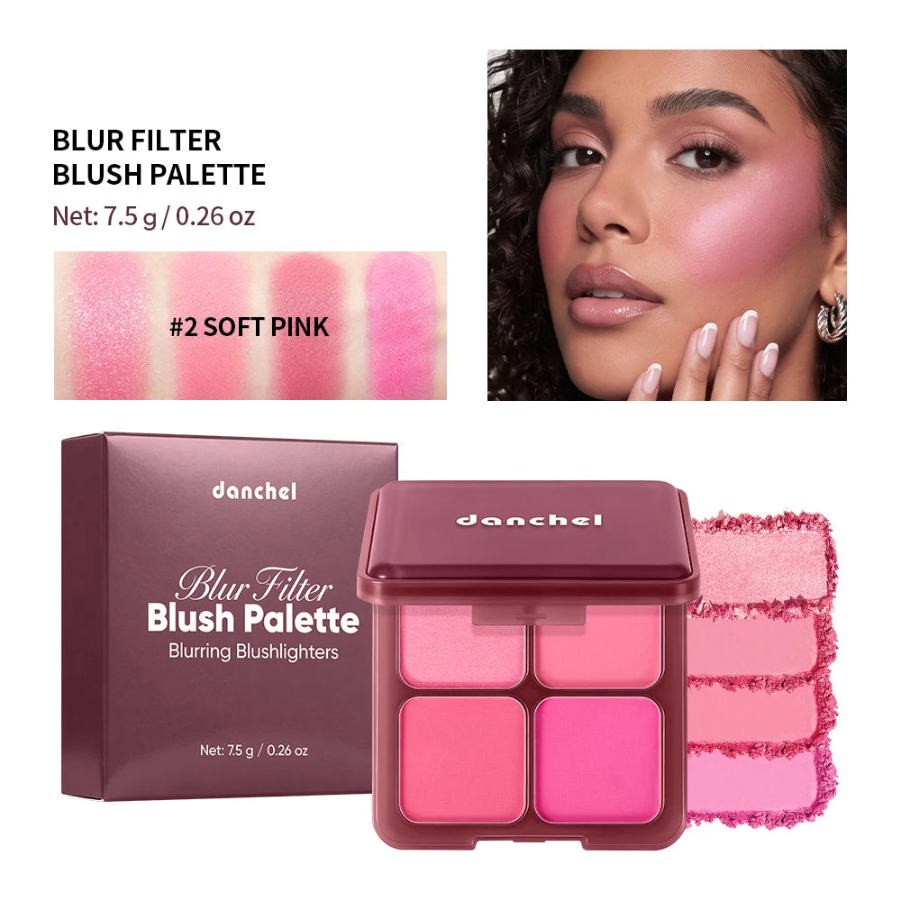 Blur Filter Blush Palette Matte Shimmer Powder for Natural Daily Cheek Makeup Routine