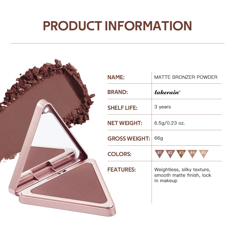 Matte Bronzer Powder Long Lasting Contour Makeup for Face Sculpting and Defined Finish